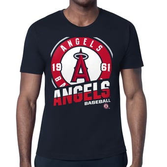 Men's Starter  Navy Los Angeles Angels Logo Zoom T-Shirt