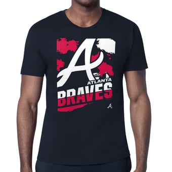 Men's Starter  Navy Atlanta Braves Logo Zoom T-Shirt