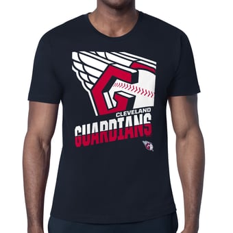Men's Starter  Navy Cleveland Guardians Logo Zoom T-Shirt