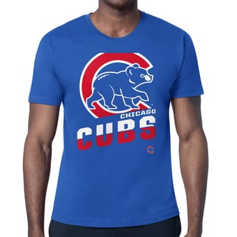 Men's Starter  Royal Chicago Cubs Logo Zoom T-Shirt