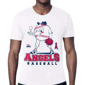 Men's Starter  White Los Angeles Angels Baseball Character T-Shirt