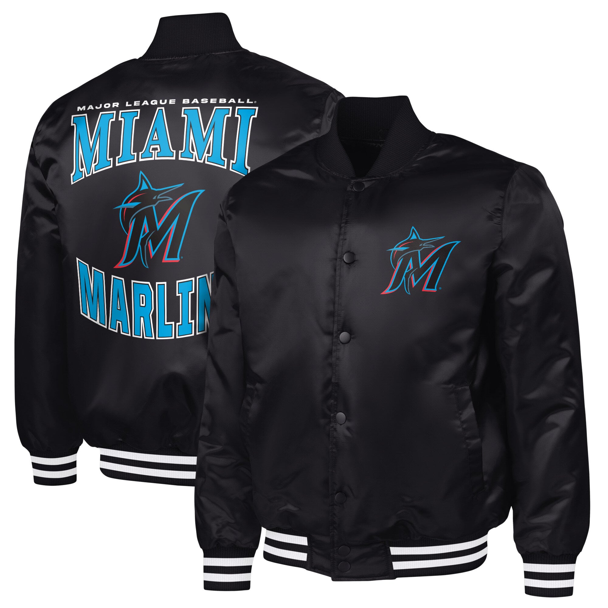 Men's G-III Sports by Carl Banks  Black Miami Marlins Adaptive Full-Snap Varsity Jacket