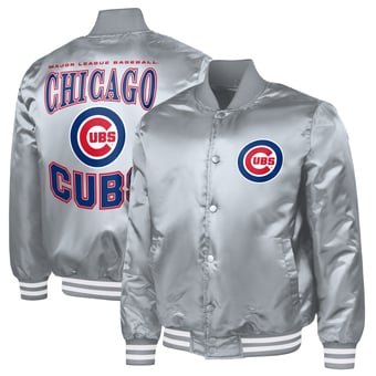 Men's G-III Sports by Carl Banks  Gray Chicago Cubs Adaptive Full-Snap Varsity Jacket