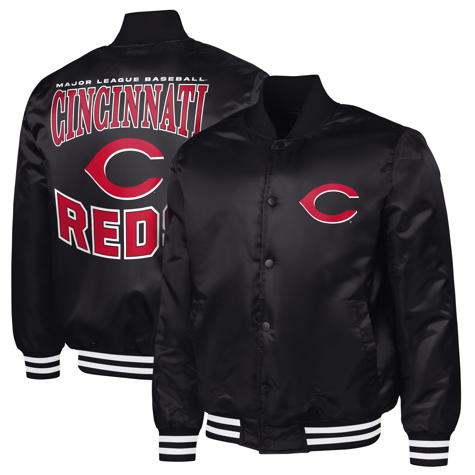Men's G-III Sports by Carl Banks  Black Cincinnati Reds Adaptive Full-Snap Varsity Jacket
