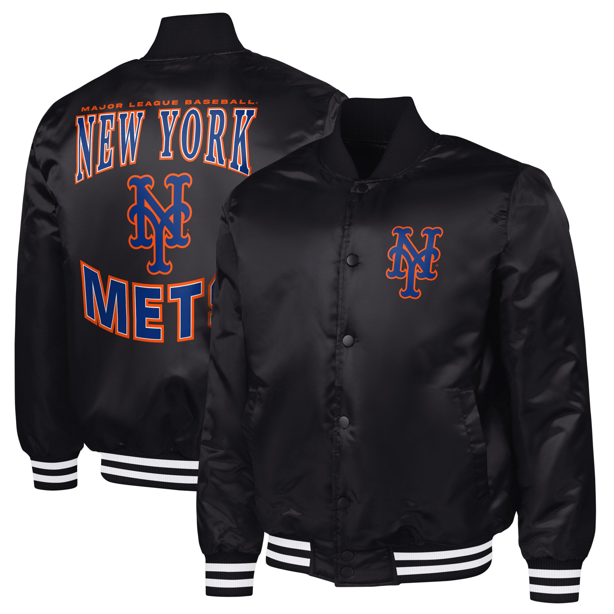 Men's G-III Sports by Carl Banks  Black New York Mets Adaptive Full-Snap Varsity Jacket