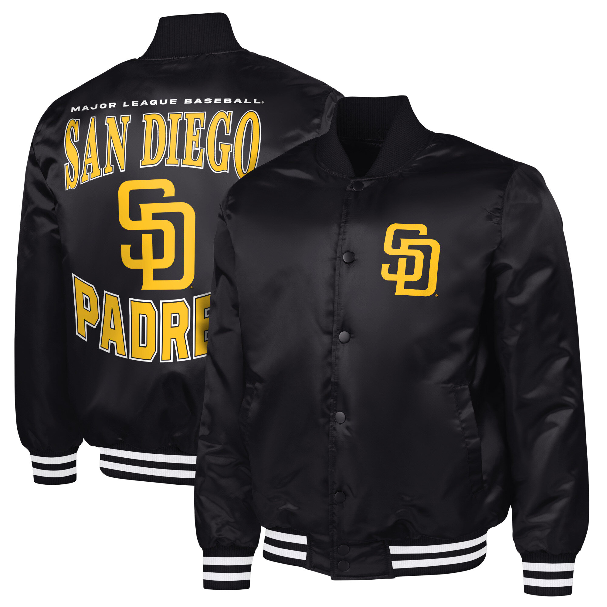 Men's G-III Sports by Carl Banks  Black San Diego Padres Adaptive Full-Snap Varsity Jacket