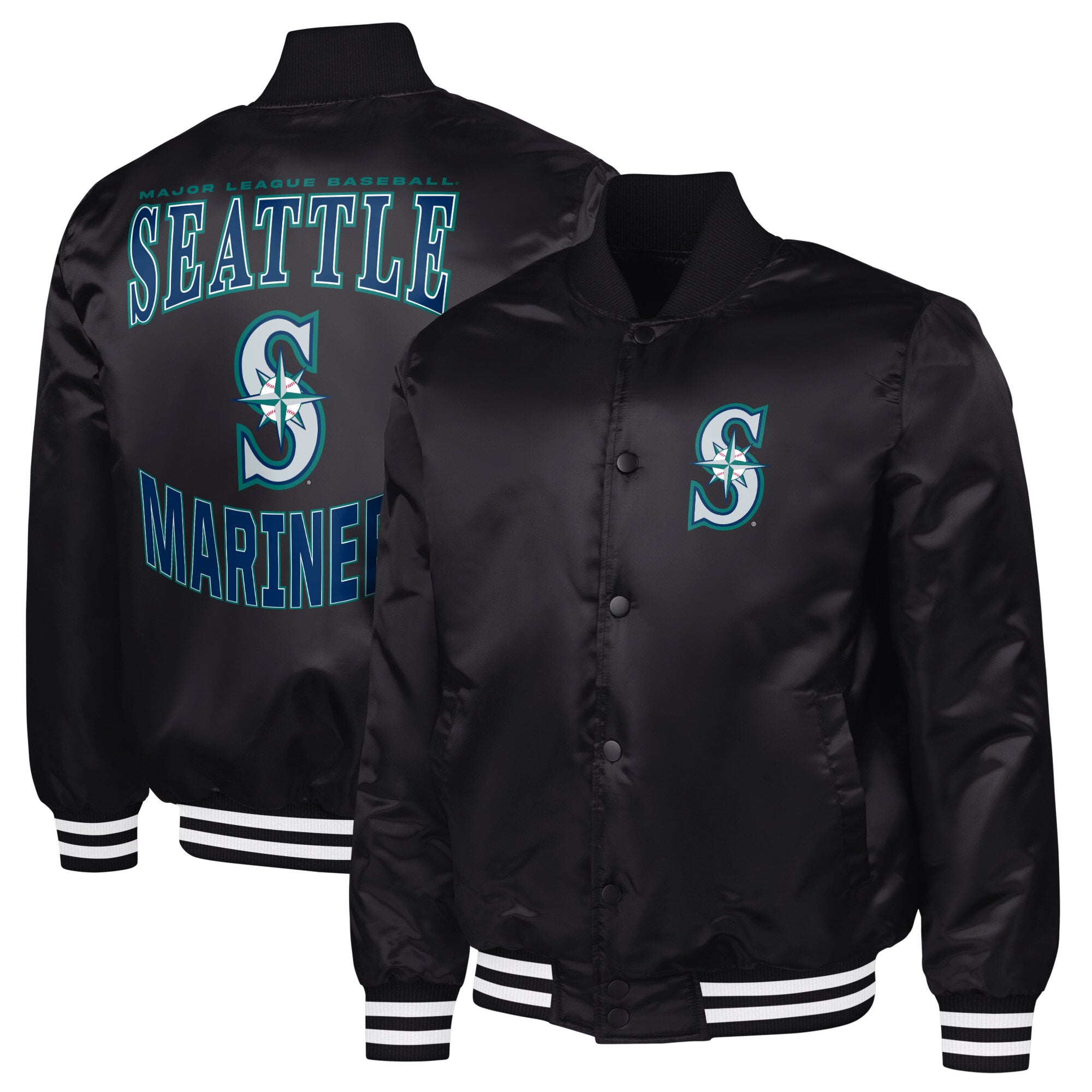 Men's G-III Sports by Carl Banks  Black Seattle Mariners Adaptive Full-Snap Varsity Jacket