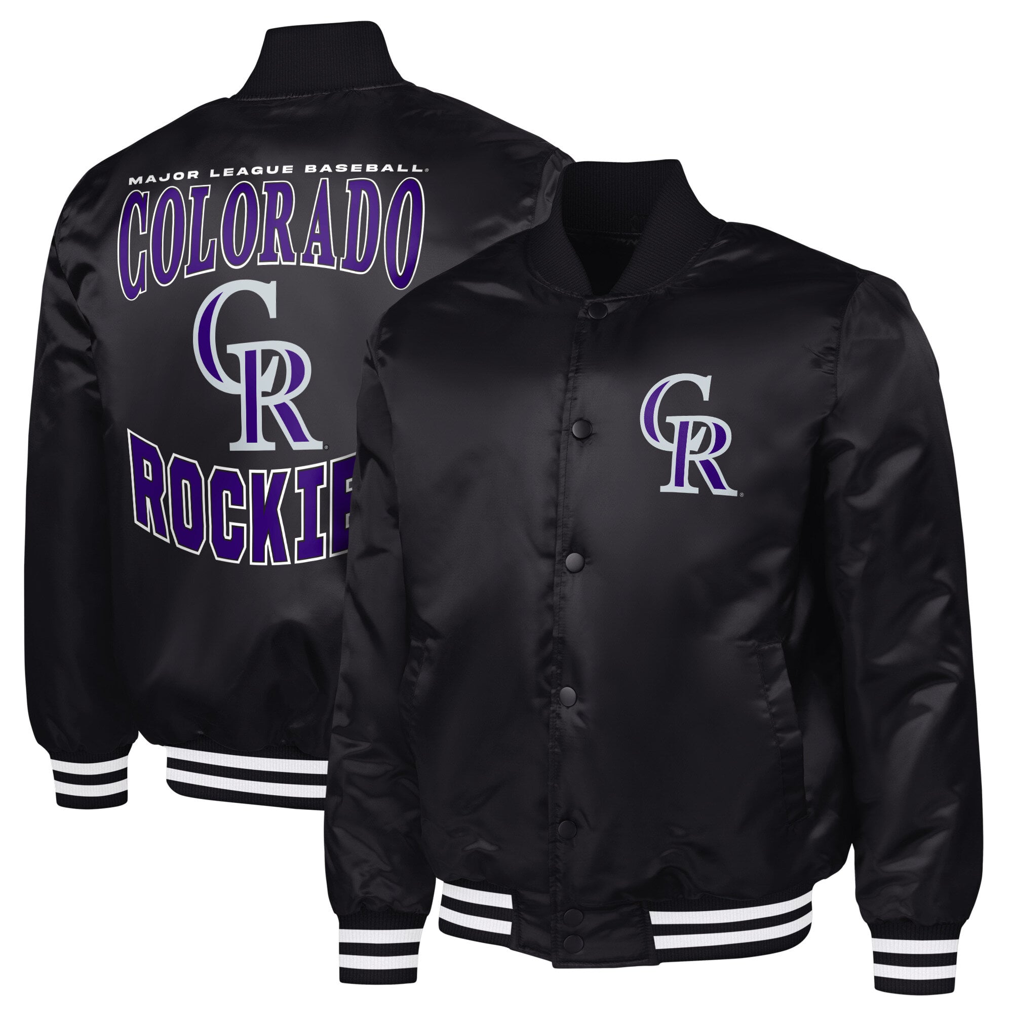 Men's G-III Sports by Carl Banks  Black Colorado Rockies Adaptive Full-Snap Varsity Jacket