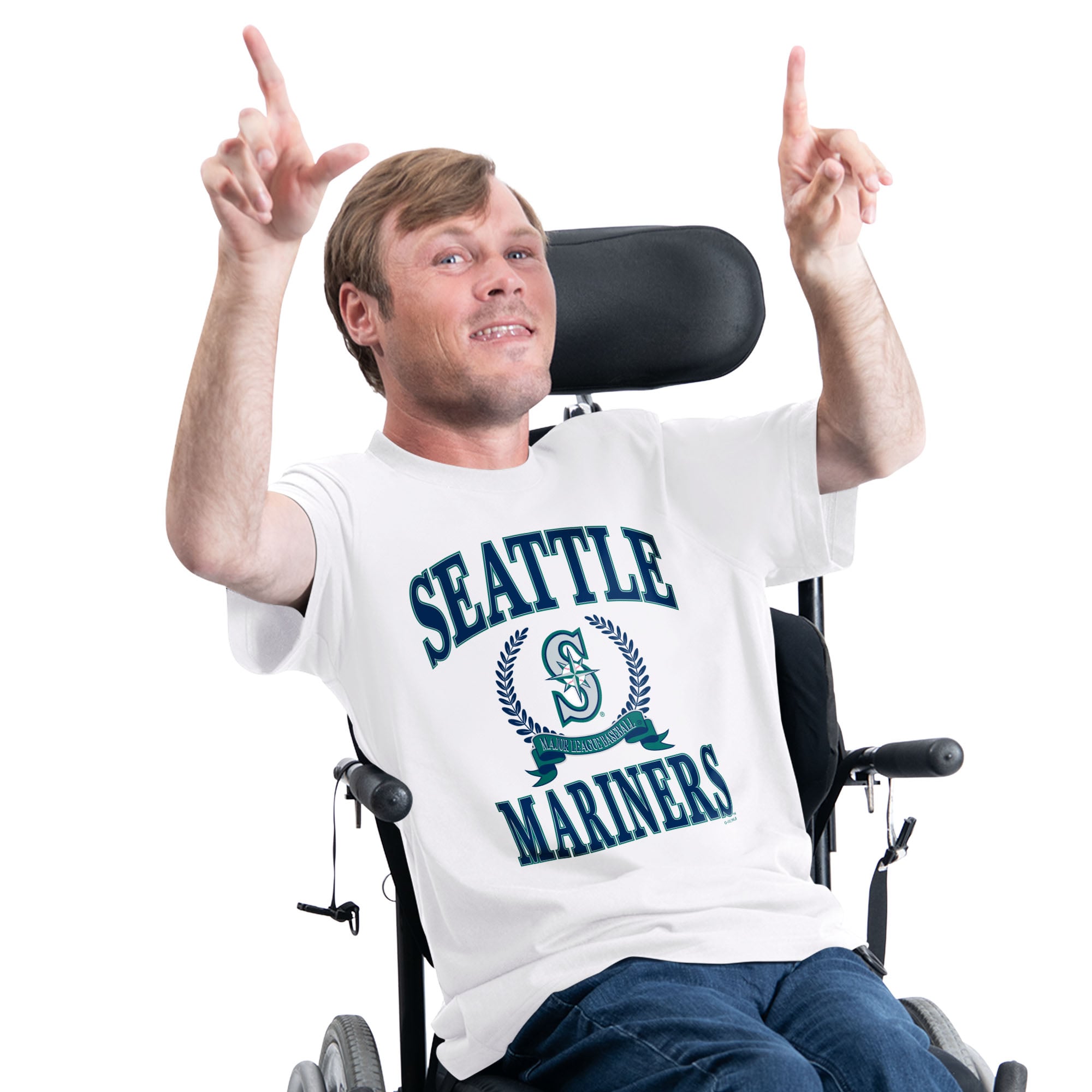 Men's G-III Sports by Carl Banks  White Seattle Mariners Adaptive Team Laurel T-Shirt