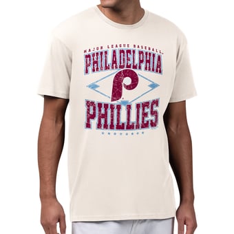 Men's Starter  Cream Philadelphia Phillies Distressed Cooperstown Diamond T-Shirt