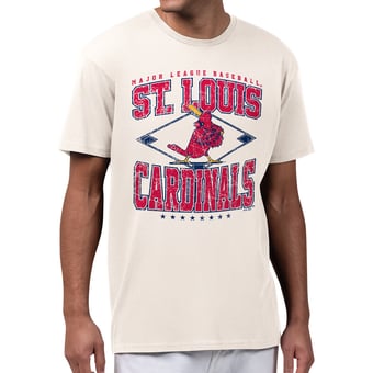 Men's Starter  Cream St. Louis Cardinals Distressed Cooperstown Diamond T-Shirt