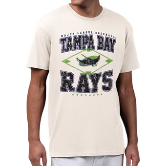 Men's Starter  Cream Tampa Bay Rays Distressed Cooperstown Diamond T-Shirt