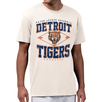Men's Starter  Cream Detroit Tigers Distressed Cooperstown Diamond T-Shirt