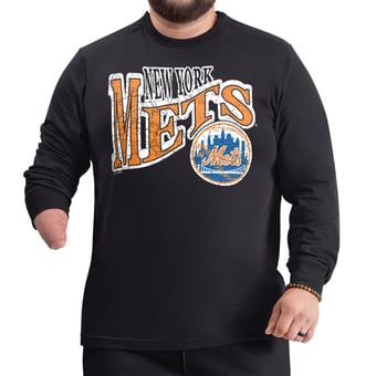 Men's G-III Sports by Carl Banks  Black New York Mets Adaptive Twisted Team Long Sleeve T-Shirt