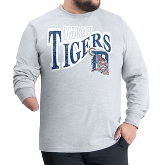 Men's G-III Sports by Carl Banks  Gray Detroit Tigers Adaptive Twisted Team Long Sleeve T-Shirt