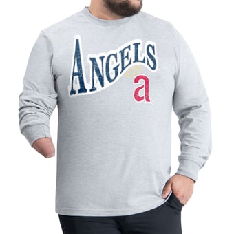 Men's G-III Sports by Carl Banks  Gray Los Angeles Angels Adaptive Twisted Team Long Sleeve T-Shirt