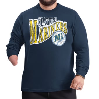 Men's G-III Sports by Carl Banks  Navy Seattle Mariners Adaptive Twisted Team Long Sleeve T-Shirt