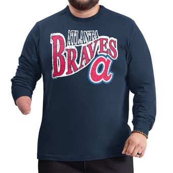 Men's G-III Sports by Carl Banks  Navy Atlanta Braves Adaptive Twisted Team Long Sleeve T-Shirt