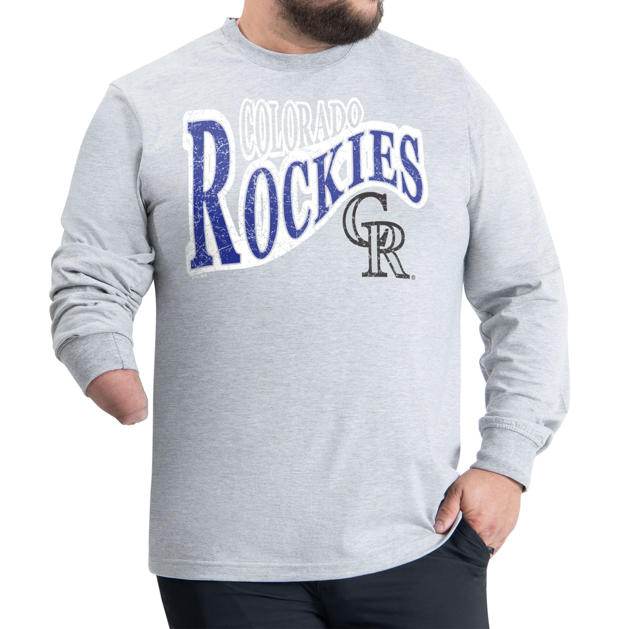 Men's G-III Sports by Carl Banks  Gray Colorado Rockies Adaptive Twisted Team Long Sleeve T-Shirt