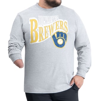 Men's G-III Sports by Carl Banks  Gray Milwaukee Brewers Adaptive Twisted Team Long Sleeve T-Shirt