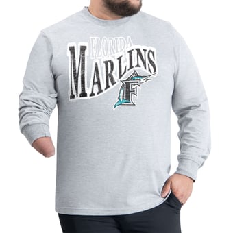 Men's G-III Sports by Carl Banks  Gray Miami Marlins Adaptive Twisted Team Long Sleeve T-Shirt