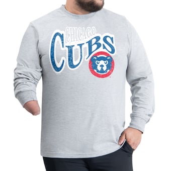 Men's G-III Sports by Carl Banks  Gray Chicago Cubs Adaptive Twisted Team Long Sleeve T-Shirt