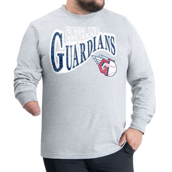 Men's G-III Sports by Carl Banks  Gray Cleveland Guardians Adaptive Twisted Team Long Sleeve T-Shirt