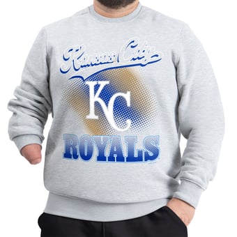 Men's G-III Sports by Carl Banks  Gray Kansas City Royals Adaptive Ombre City Fleece Sweatshirt