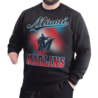 Men's G-III Sports by Carl Banks  Black Miami Marlins Adaptive Ombre City Fleece Sweatshirt
