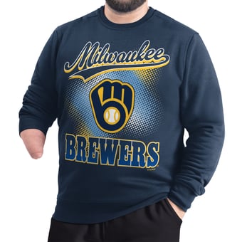 Men's G-III Sports by Carl Banks  Navy Milwaukee Brewers Adaptive Ombre City Fleece Sweatshirt
