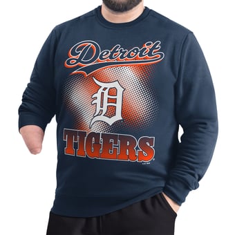 Men's G-III Sports by Carl Banks  Navy Detroit Tigers Adaptive Ombre City Fleece Sweatshirt