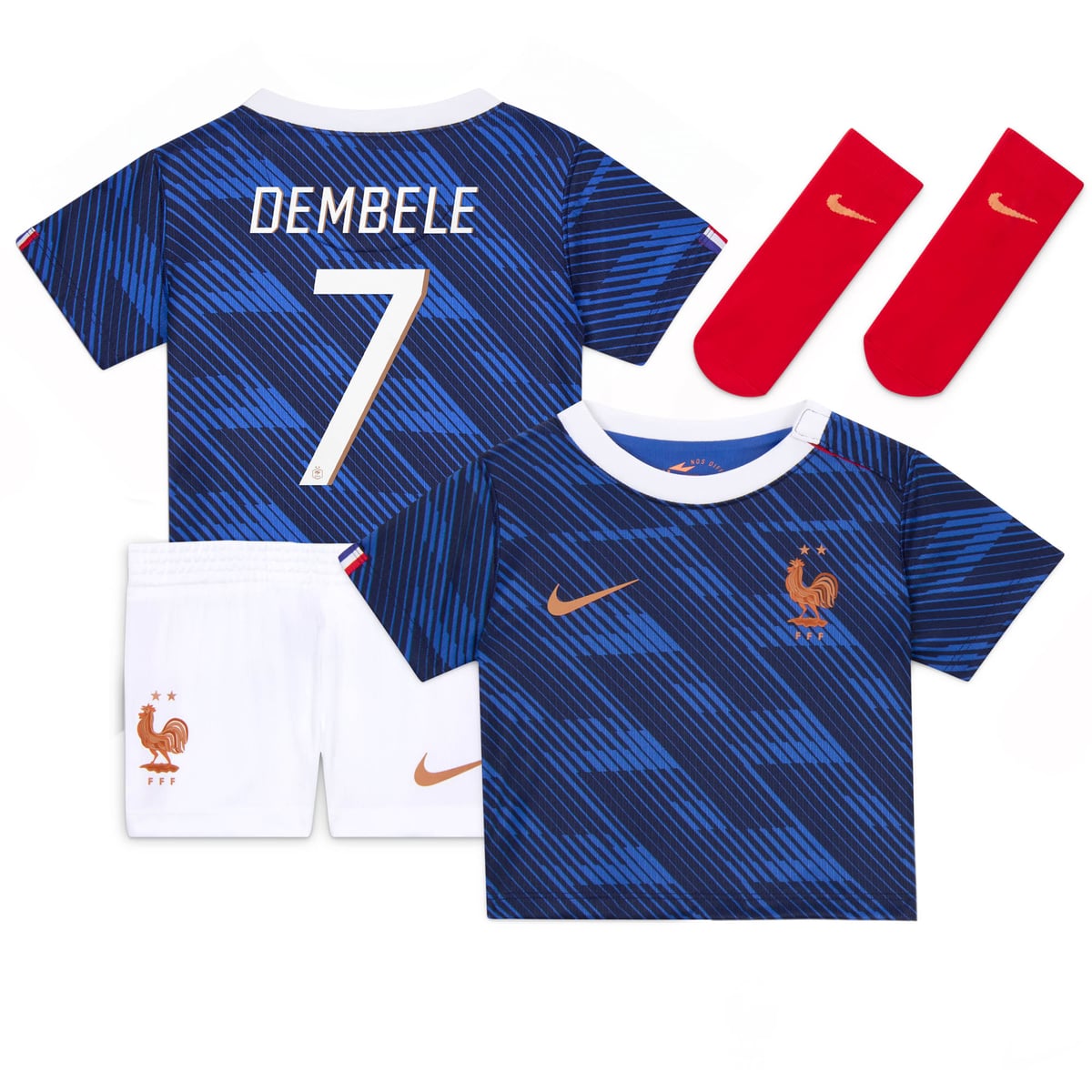 Kit France Nike FFF Domicile Stadium 26 - Bébé avec flocage Dembele 7