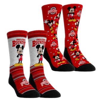 Unisex Rock Em  Red Ohio State Buckeyes Mickey Mouse Two-Pack Crew Socks Set