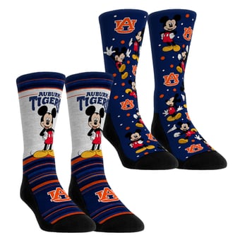 Unisex Rock Em  Blue Auburn Tigers Mickey Mouse Two-Pack Crew Socks Set