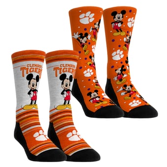 Unisex Rock Em  Orange Clemson Tigers Mickey Mouse Two-Pack Crew Socks Set