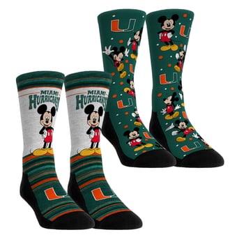Unisex Rock Em  Orange Miami Hurricanes Mickey Mouse Two-Pack Crew Socks Set