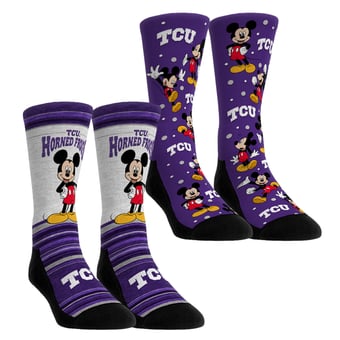 Unisex Rock Em Socks TCU Horned Frogs Mickey Mouse Two-Pack Crew Socks Set