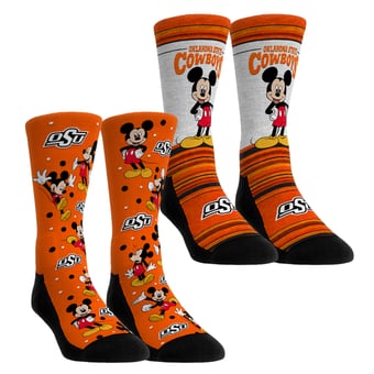 Unisex Rock Em Socks Oklahoma State Cowboys Mickey Mouse Two-Pack Crew Socks Set
