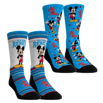 Unisex Rock Em  Red Ole Miss Rebels Mickey Mouse Two-Pack Crew Socks Set
