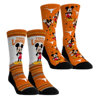 Unisex Rock Em  Orange Texas Longhorns Mickey Mouse Two-Pack Crew Socks Set