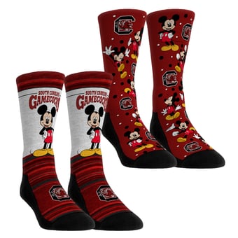 Unisex Rock Em  Garnet South Carolina Gamecocks Mickey Mouse Two-Pack Crew Socks Set