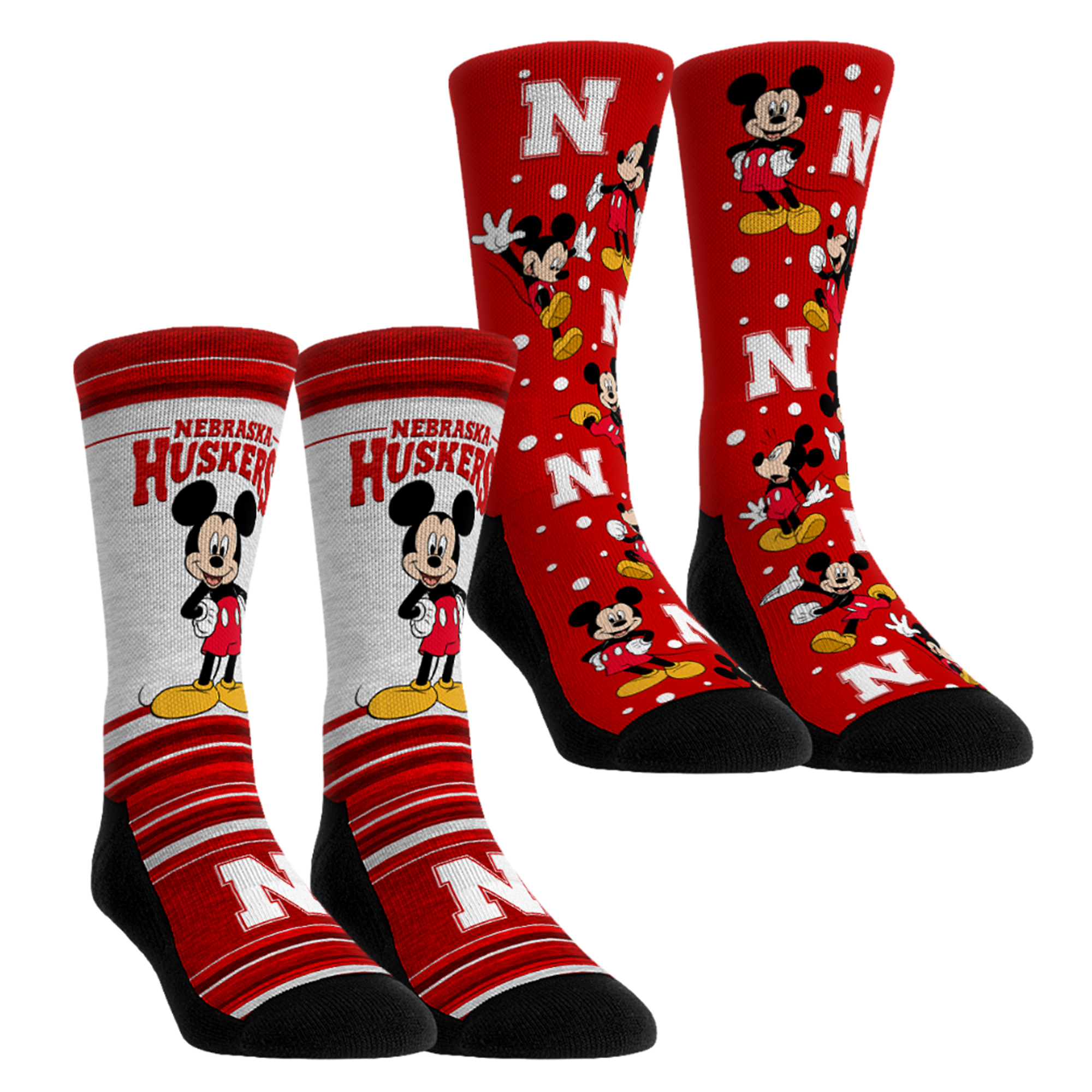 Youth Rock Em  Red Nebraska Huskers Mickey Mouse Two-Pack Crew Socks Set
