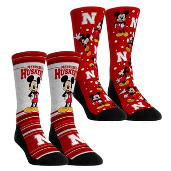 Youth Rock Em  Red Nebraska Huskers Mickey Mouse Two-Pack Crew Socks Set