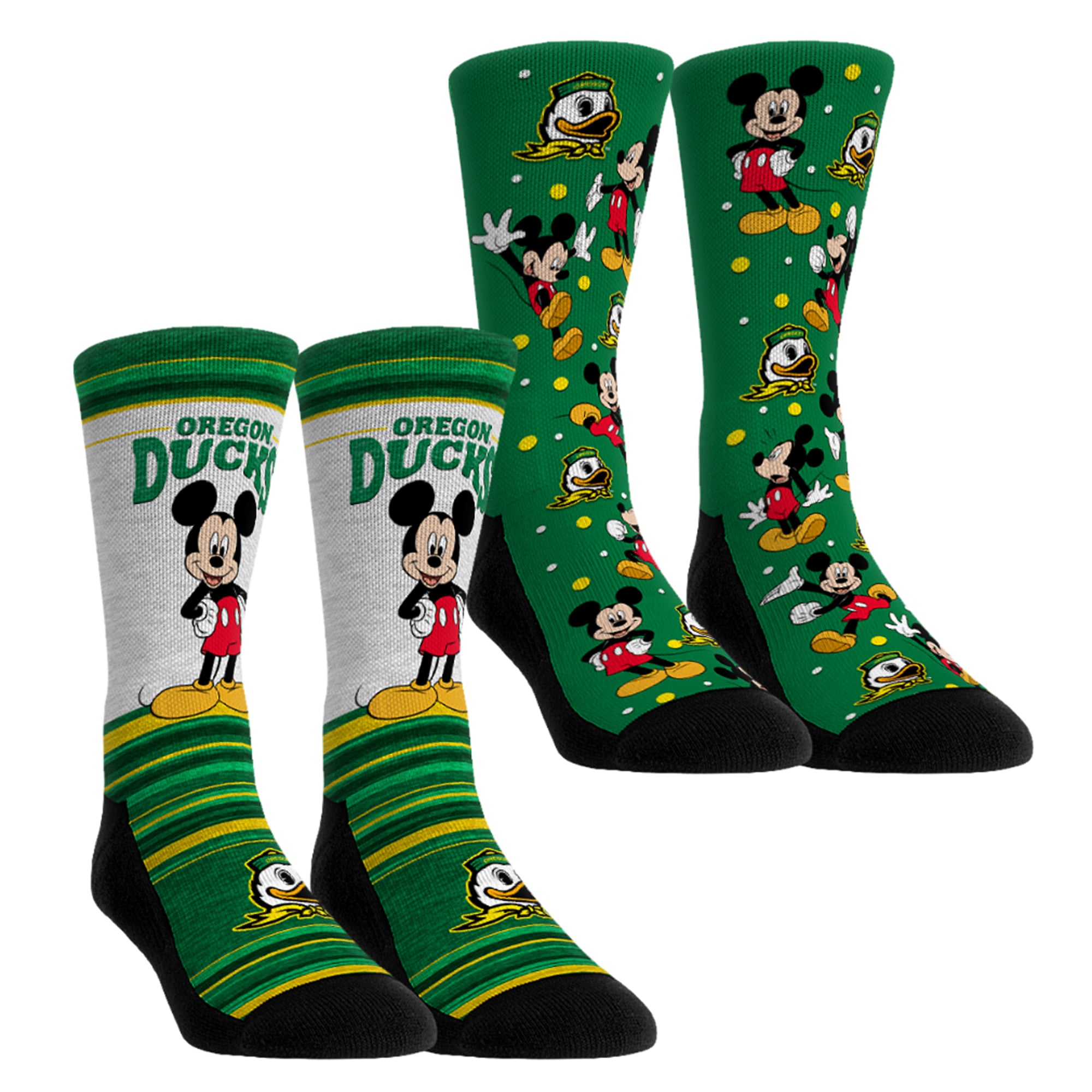 Youth Rock Em  Green Oregon Ducks Mickey Mouse Two-Pack Crew Socks Set
