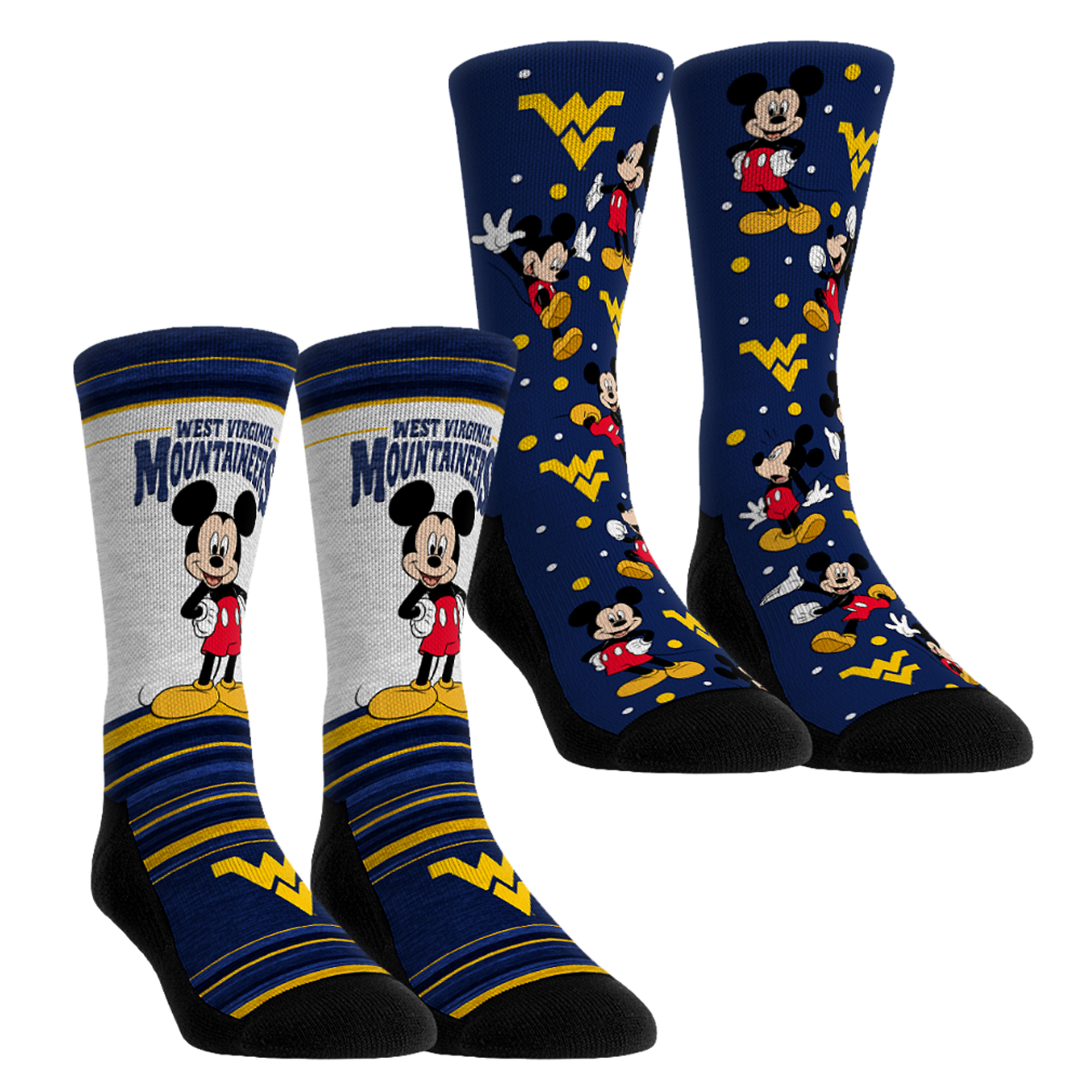 Youth Rock Em  Blue West Virginia Mountaineers Mickey Mouse Two-Pack Crew Socks Set