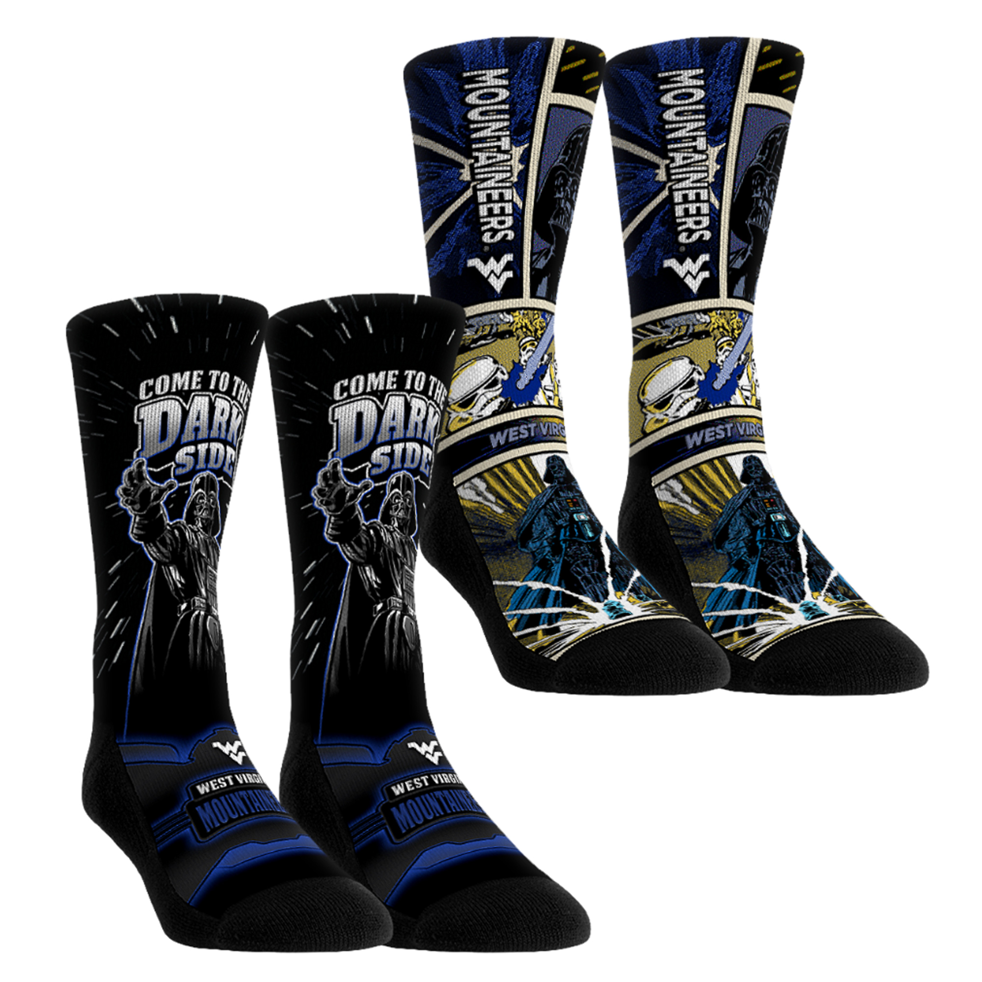 Youth Rock Em  Blue West Virginia Mountaineers Star Wars Empire Two-Pack Crew Socks Set