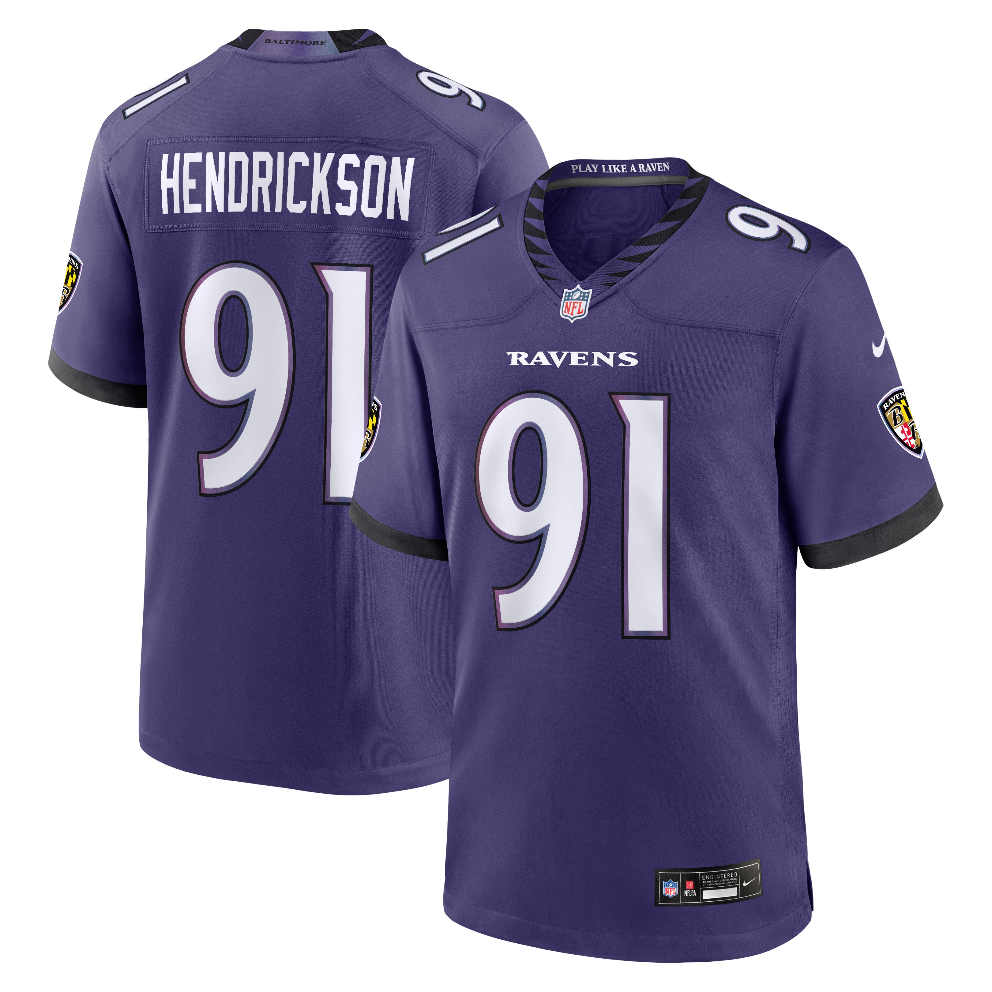 Men's Nike Trey Hendrickson Purple Baltimore Ravens Team Game Jersey