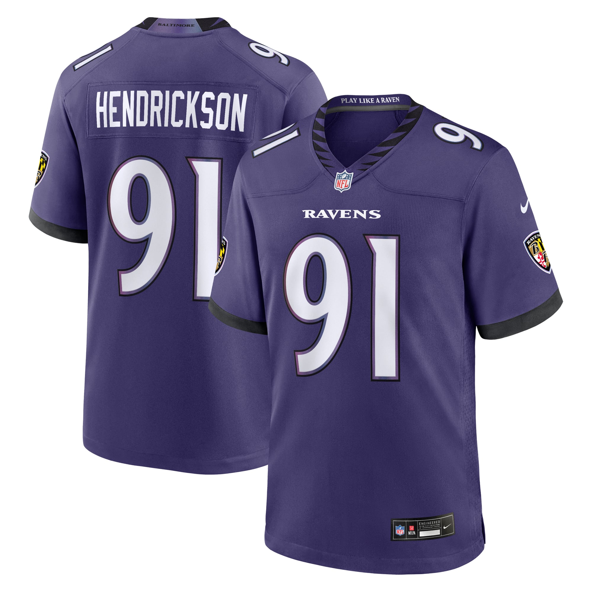 Men's Nike Trey Hendrickson Purple Baltimore Ravens Team Game Jersey