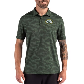 Men's Cutter & Buck Hunter Green Green Bay Packers Coastline Recycled Double-Peached Camo Polo