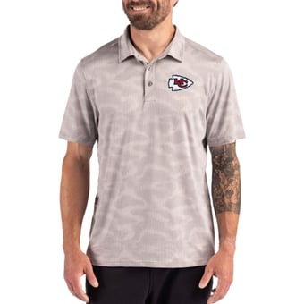 Men's Cutter & Buck Gray Kansas City Chiefs Coastline Recycled Double-Peached Camo Polo